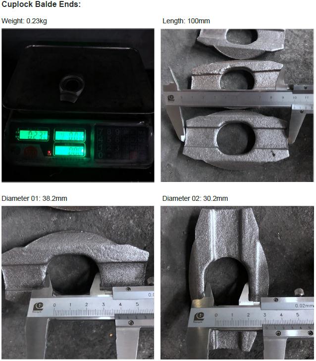 Cuplock 스캐 폴딩 시스템 원장 끝 